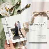 シンプルモダンBoho Photo Black and White 結婚's 招待状