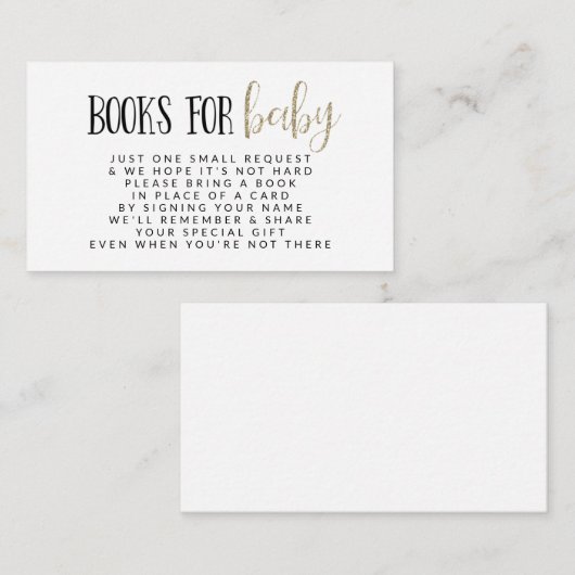 シンプルモダンBook Request Baby Shour エンクロージャーカード (正面/裏面)