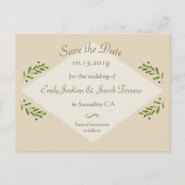 シンプルモダンBotanical Wedding Save the Date 案内ポストカード