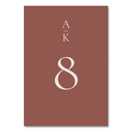 シンプルモダンBrown Monogram Mix 結婚 Match テーブルナンバー (正面)