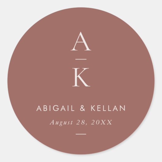 シンプルモダンBrown Monogram Mix 結婚 Match ラウンドシール (正面)