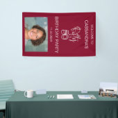 シンプルモダンBurgundy写真50th誕生日へようこそ 横断幕 (トレードショー)