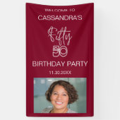 シンプルモダンBurgundy写真50th誕生日へようこそ 横断幕 (縦)