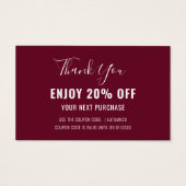 シンプルモダンBurgundy割引クーポンカード (正面)