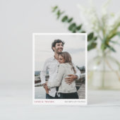 シンプルモダンBurgundy Photo結婚's Thank You ポストカード (スタンド正面)