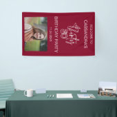 シンプルモダンBurgundy Photo 30th Birthday Welcome 横断幕 (トレードショー)