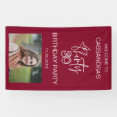 シンプルモダンBurgundy Photo 30th Birthday Welcome 横断幕 (横)