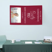 シンプルモダンBurgundy Photo 60th誕生日へようこそ 横断幕 (トレードショー)