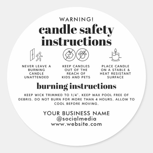 シンプルモダンBusiness Candle気に Safety Label ラウンドシール (正面)