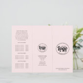 シンプルモダンBusiness Logoピンク3折パンフレット (スタンド正面)