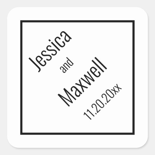 シンプルモダンBWダイヤ結婚モンド スクエアシール (正面)