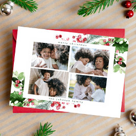 シンプルモダンChristmas Collage 4 Greeting Photo シーズンカード