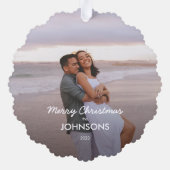 シンプルモダンChristmas Coule写真 オーナメントカード (裏面)