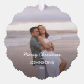 シンプルモダンChristmas Coule写真 オーナメントカード (正面)