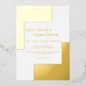シンプルモダンClassy Script Elegant Wedding金ゴールド 箔招待状 (正面)