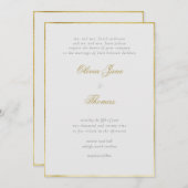シンプルモダンClasy金ゴールドフレームアイボリー結婚の 招待状 (正面/裏面)