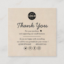 シンプルモダンCreamカスタム Logo Thank You スクエア名刺