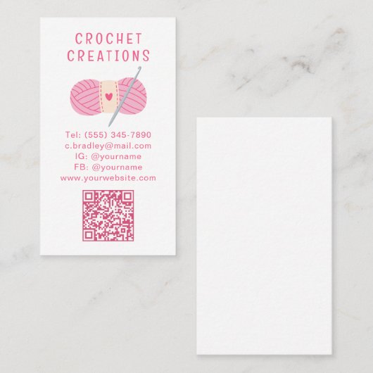 シンプルモダンCrochet QR Code Crocheting 名刺 (正面/裏面)