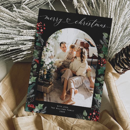 シンプルモダンDark Bohoフォトクリスマスカード シーズンカード