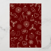 シンプルモダンDark Redと金ゴールドエレガントクリスマスパーティー 箔招待状 (裏面)