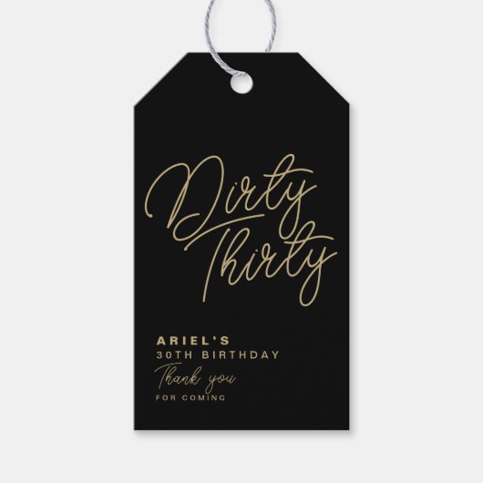 シンプルモダンDirty Thirtyギフトパーソナライズされたラベル ギフトタグ (正面)