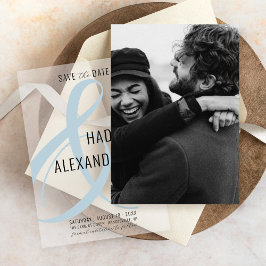 シンプルモダンDUSTY BLUE Photo Underlay 結婚's セーブザデート