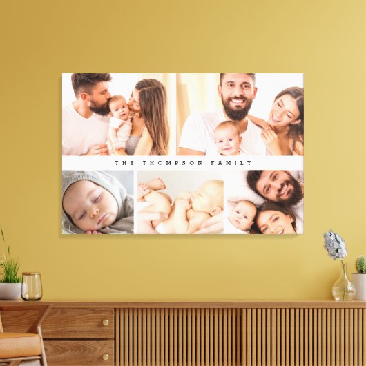 シンプルモダンFamily Photoコラージュカスタム キャンバスプリント (インサイチュ (リビング))