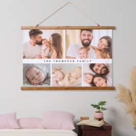 シンプルモダンFamily Photoコラージュカスタム 吊り下げ型タペストリー