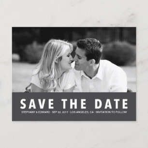 シンプルモダンGray Save the Date Photoポストカード 案内ポストカード