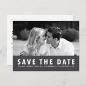 シンプルモダンGray Save the Date Photoポストカード 案内ポストカード (正面/裏面)