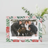 シンプルモダンGreen Red Pattern写真クリスマス シーズンカード (スタンド正面)