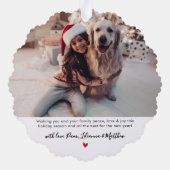 シンプルモダンGreen Script 2写真クリスマス オーナメントカード (裏面)