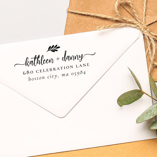 シンプルモダンGreeneryカップルの結婚住所 ラバースタンプ