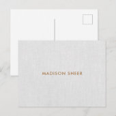 シンプルモダンGrey Linen、ミニマルプロフェッショナル ポストカード (正面/裏面)
