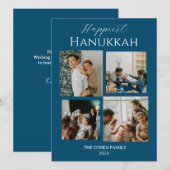 シンプルモダンHappiest Hanukkahエレガント 4写真 シーズンカード (正面/裏面)