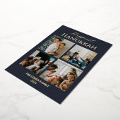 シンプルモダンHappiest Hanukkahエレガント 4写真 箔シーズンカード (回転した状態)