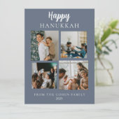 シンプルモダンHappy Hanukkahエレガント 4写真 シーズンカード (スタンド正面)