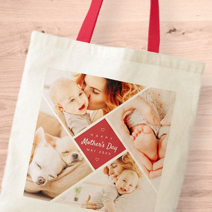 シンプルモダンHappy Mother's Dayの写真カスタム トートバッグ