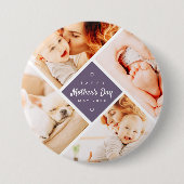 シンプルモダンHappy Mother's Dayの写真カスタム 缶バッジ (正面)