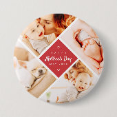 シンプルモダンHappy Mother's Dayの写真カスタム 缶バッジ (正面)