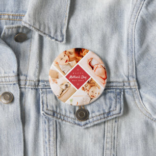 シンプルモダンHappy Mother's Dayの写真カスタム 缶バッジ