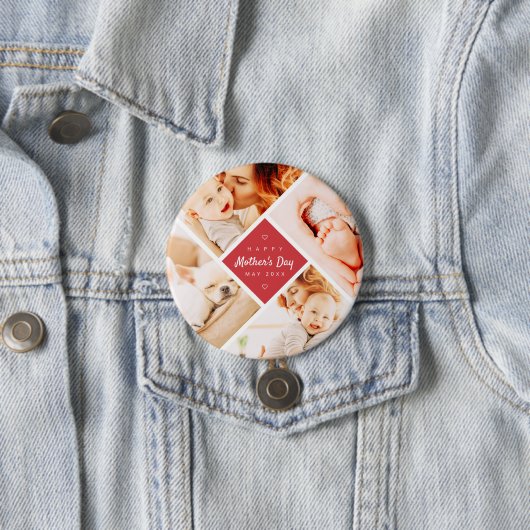 シンプルモダンHappy Mother's Dayの写真カスタム 缶バッジ (インサイチュ)