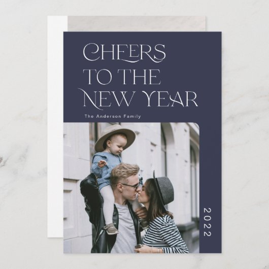 シンプルモダンHappy New Year 2022 Photo Holiday Ca シーズンカード (正面/裏面)