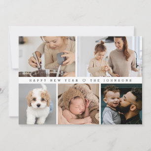 シンプルモダンHappy New Year Family Photo Collage シーズンカード
