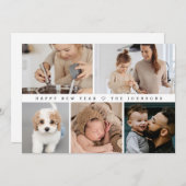 シンプルモダンHappy New Year Family Photo Collage シーズンカード (正面/裏面)