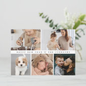 シンプルモダンHappy New Year Family Photo Collage シーズンカード (スタンド正面)