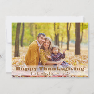 シンプルモダンHappy Thanksgiving家族2枚の写真 シーズンカード