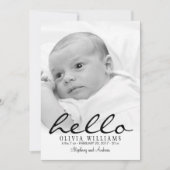 シンプルモダンHelloベビー誕生写真の発表 案内状 (正面)