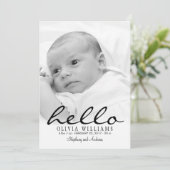 シンプルモダンHelloベビー誕生写真の発表 案内状 (スタンド正面)
