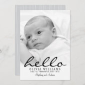 シンプルモダンHelloベビー誕生写真の発表 案内状 (正面/裏面)